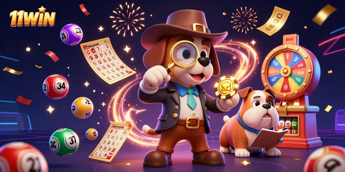 Reveal hidden treasures with 11WIN as our detective duo solves casino mysteries among vibrant lottery elements.
