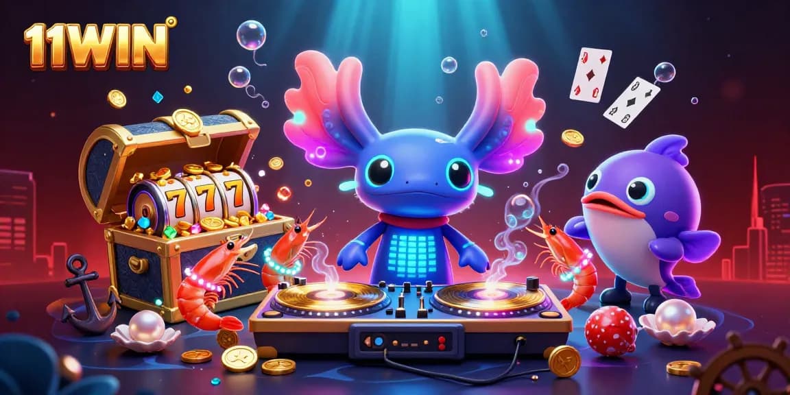 Experience the vibrant 11WIN casino adventure with colorful characters and gaming elements.