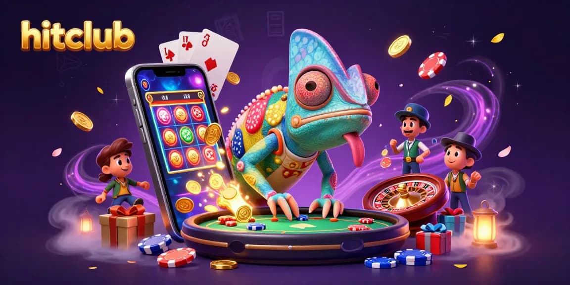 Engage in thrilling gameplay at hitclub as the vibrant chameleon takes charge of the casino atmosphere.