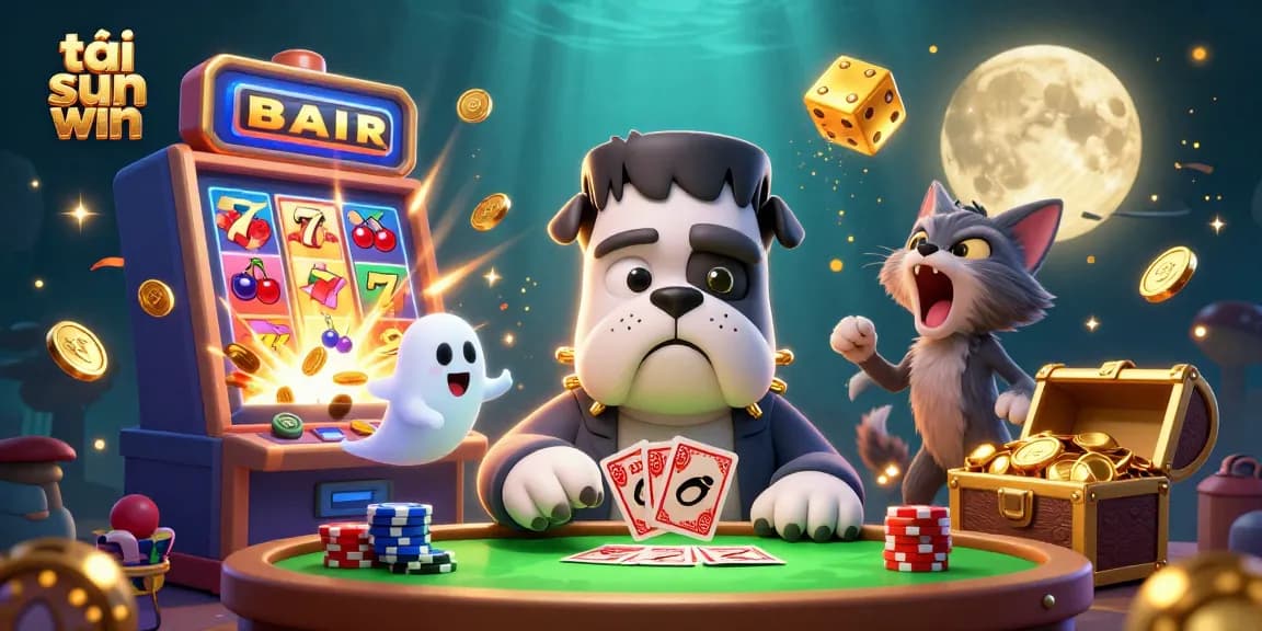 Win big by playing cards with tải sun win in an imaginative 3D gambling scene.