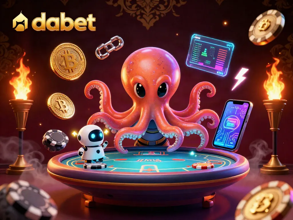 dabet offers thrilling casino adventures with an alien octopus at a holographic poker table.