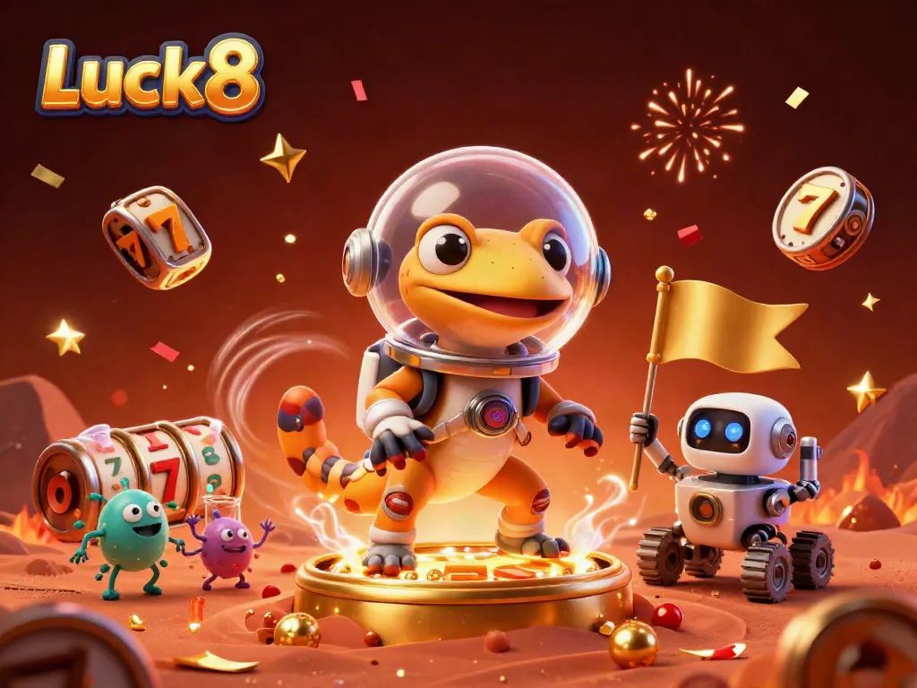 Engage with Luck8's thrilling jackpot experience at a golden casino on Mars.