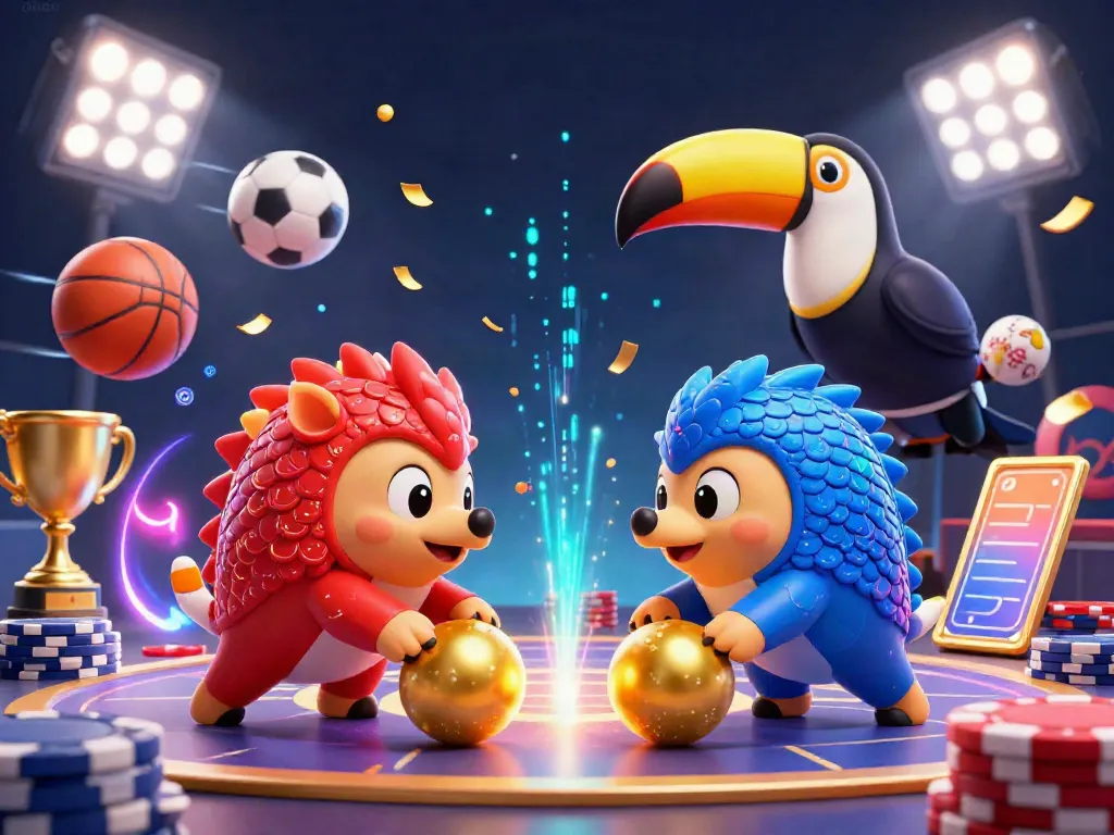 Engage with Onbet's thrilling scene of rival pangolins competing in a vibrant casino game.