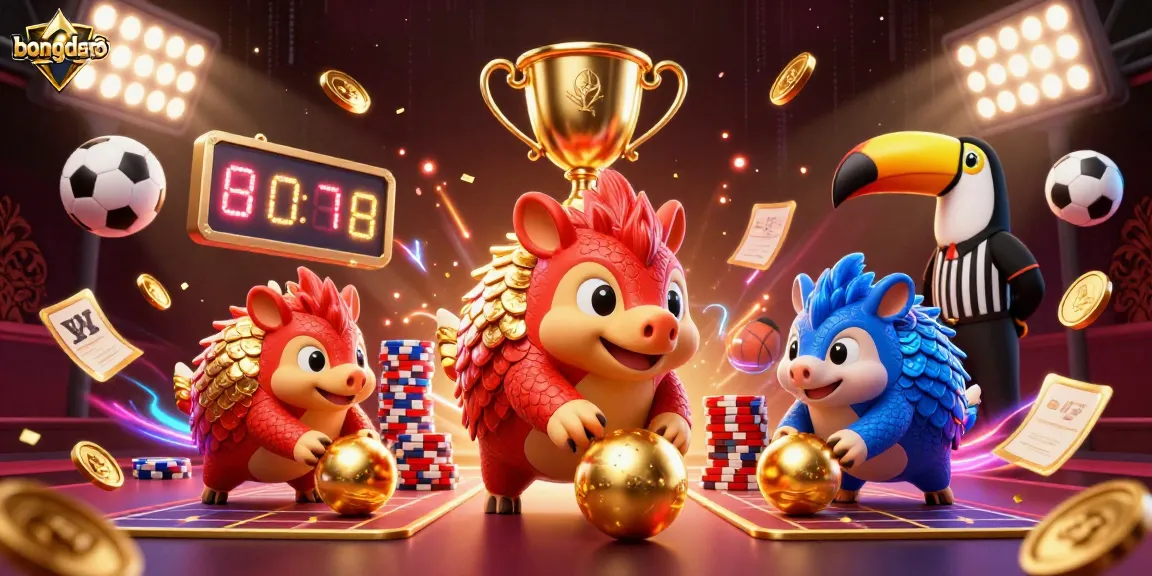 Betting excitement unfolds with bongdaso as pangolins roll into golden balls amidst poker chips.