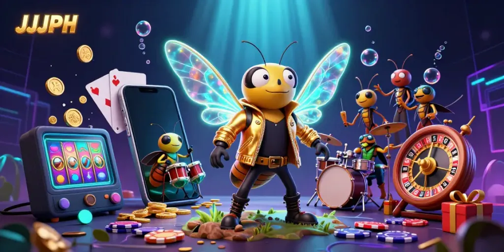 Spin and win with JJJPH's vibrant 3D slot scene featuring cartoon characters and dynamic game elements.