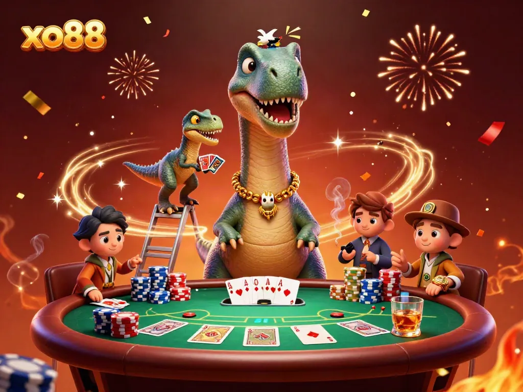 Engage in exciting blackjack at xo88 with dynamic card dealing and colorful poker chips.