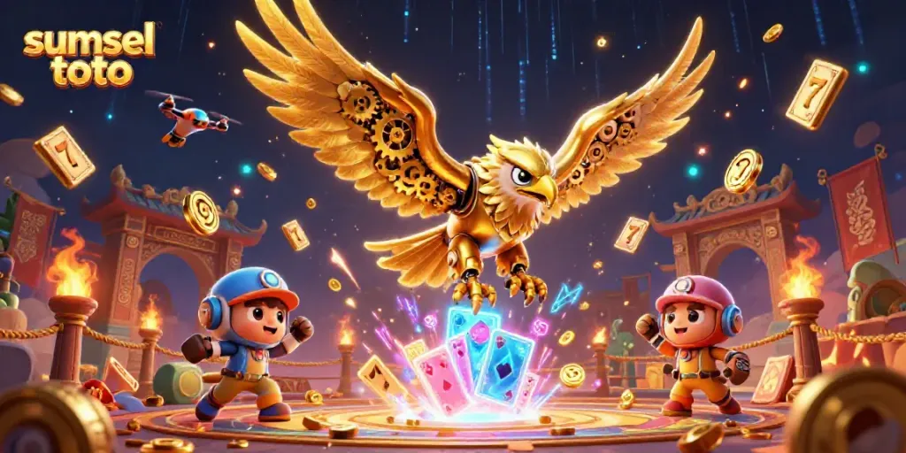 Engage in thrilling gameplay with sumsel toto's vibrant casino adventure featuring a cybernetic eagle.