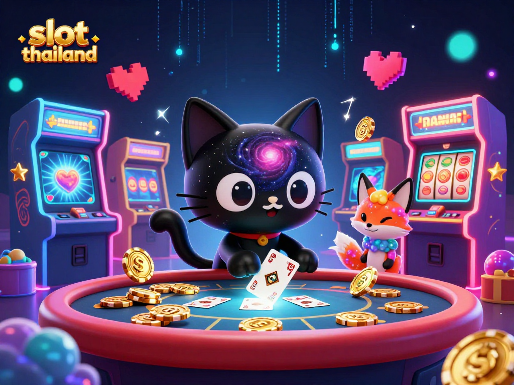 Experience exhilarating slot action with slot thailand in a vibrant 3D cosmic casino scene.