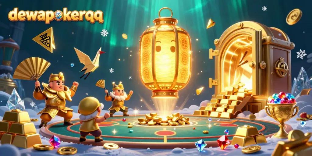Engage in thrilling poker gameplay with dewapokerqq at a vibrant casino scene.