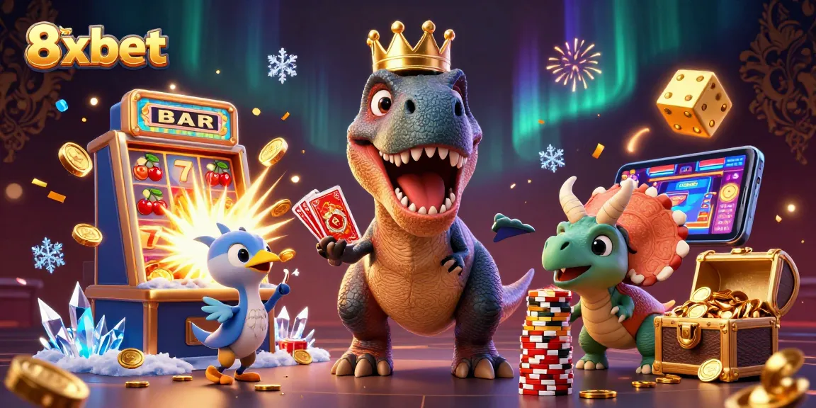 Engage with exciting casino games at 8xbet featuring a vibrant 3D scene of animated characters