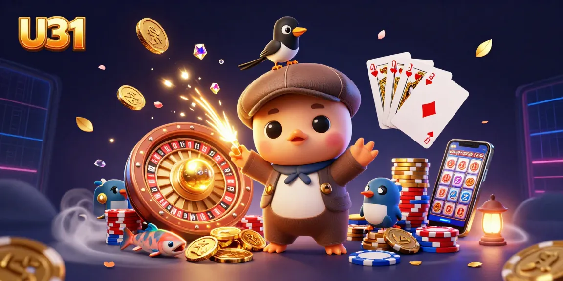 Join the fun at U31 with vibrant gaming action featuring adorable characters and dynamic casino elements.