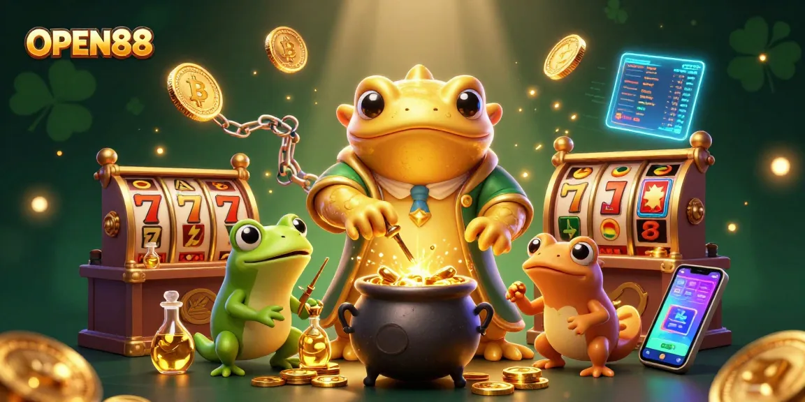 Experience the magic of OPEN88 with a giant golden salamander and playful characters, enriching your gaming journey.