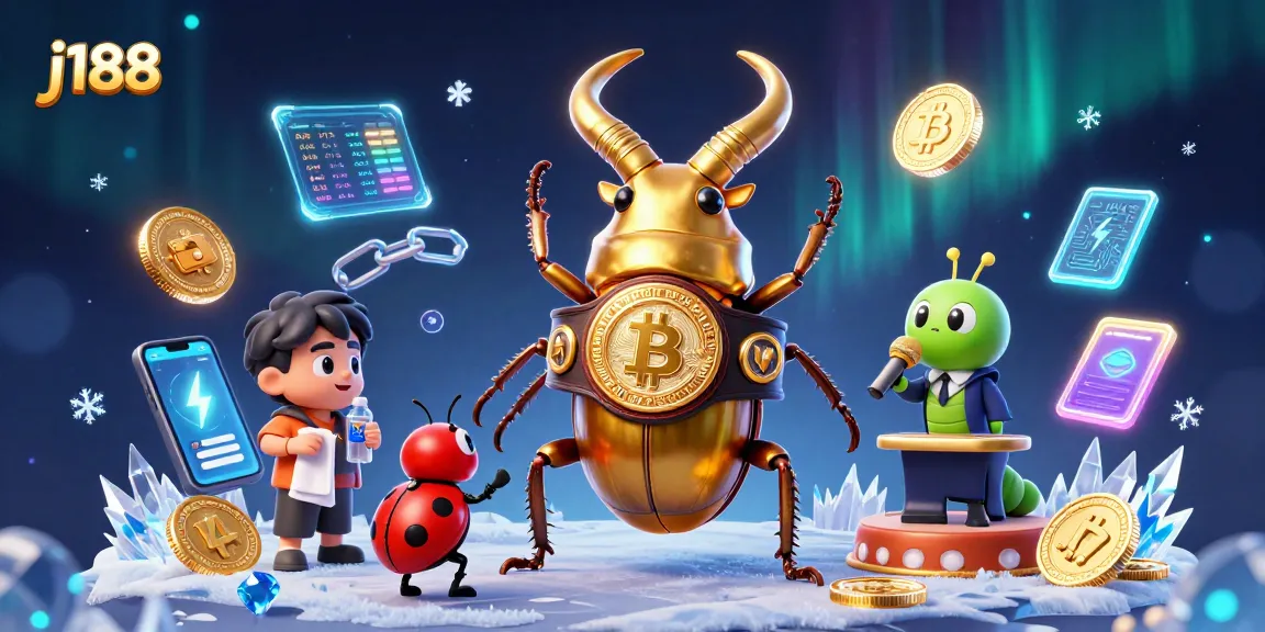 Engage with j188 as 3D cartoon characters square off in a vibrant crypto-themed casino showdown.