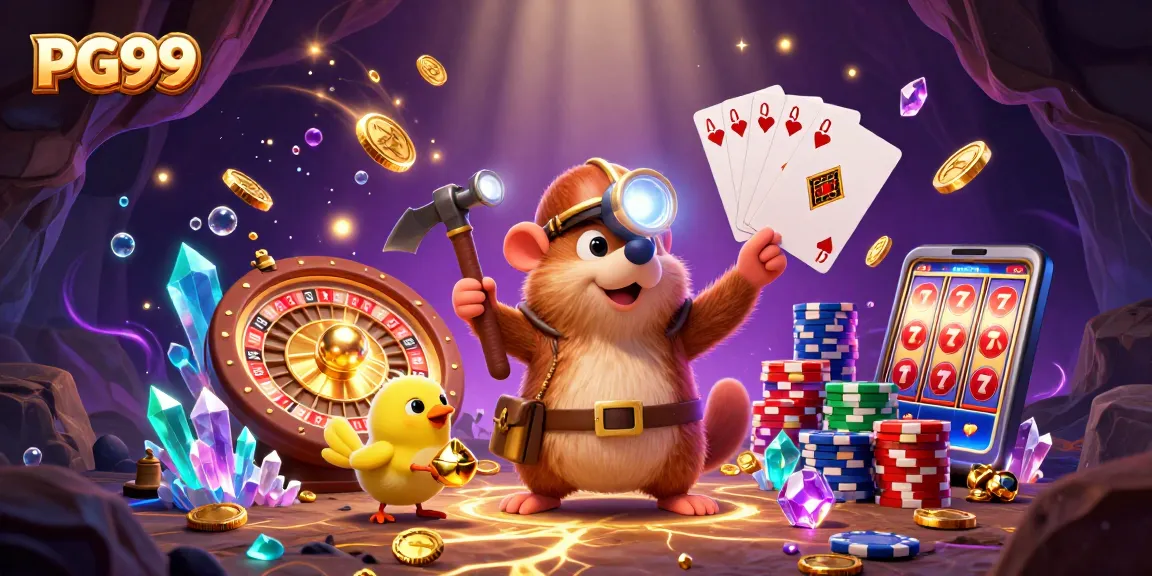 PG99 offers thrilling gameplay with a treasure hunter mole finding gems and golden coins.