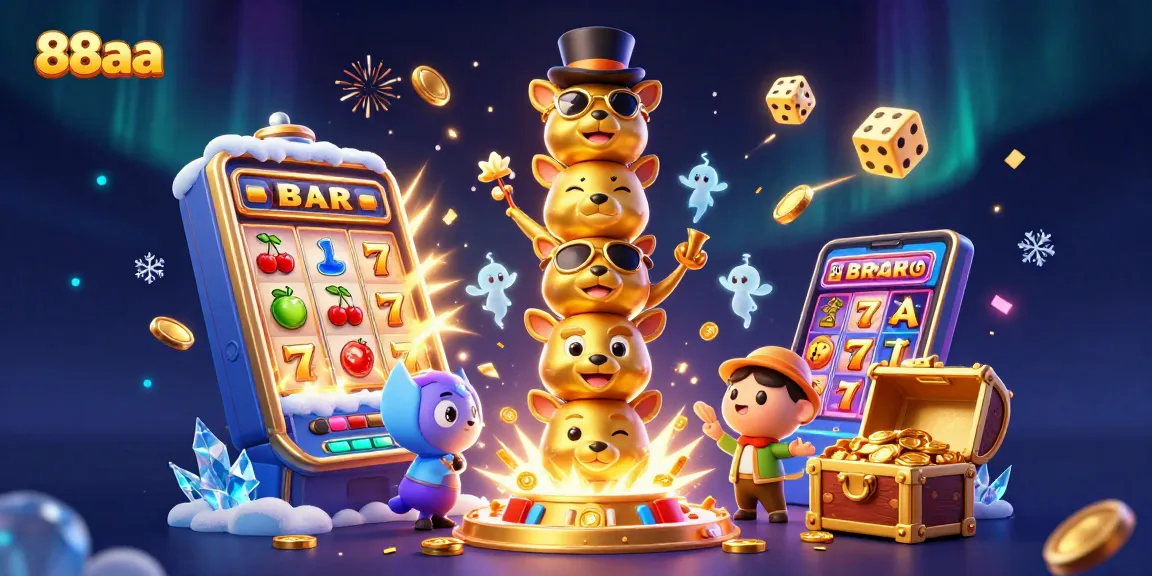 Experience the excitement of 88aa with a dynamic jackpot scene packed with slots and casino symbols.