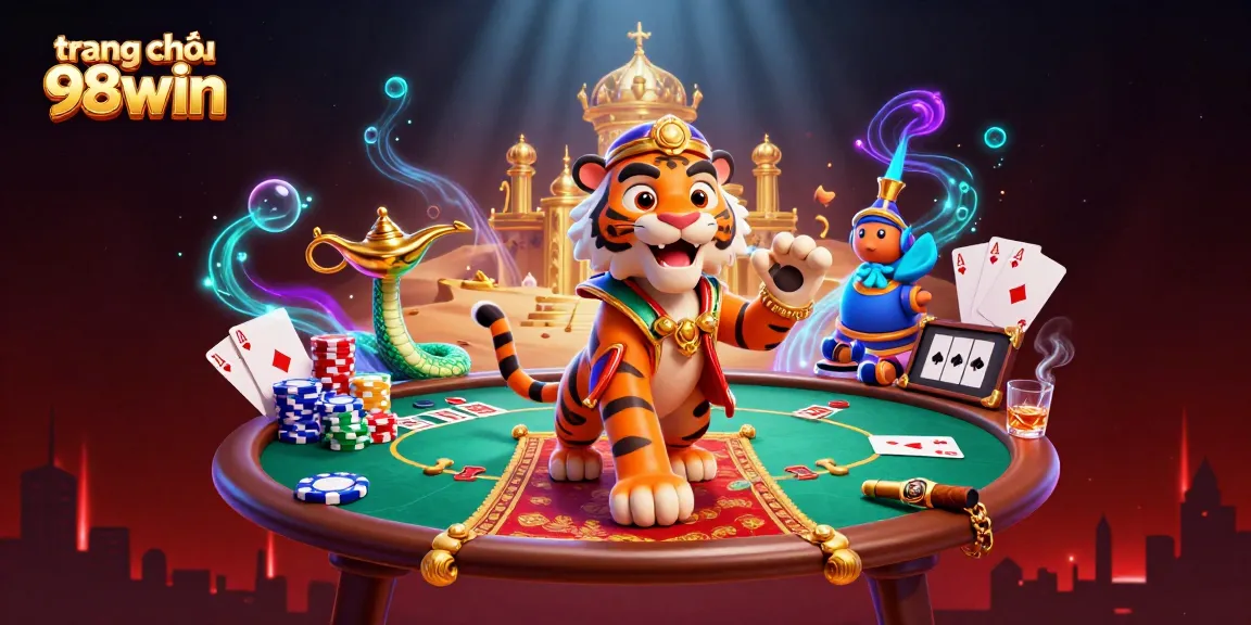 Engage with thrilling gambling experiences at trang chủ 98win, featuring dynamic 3D casino illustration.